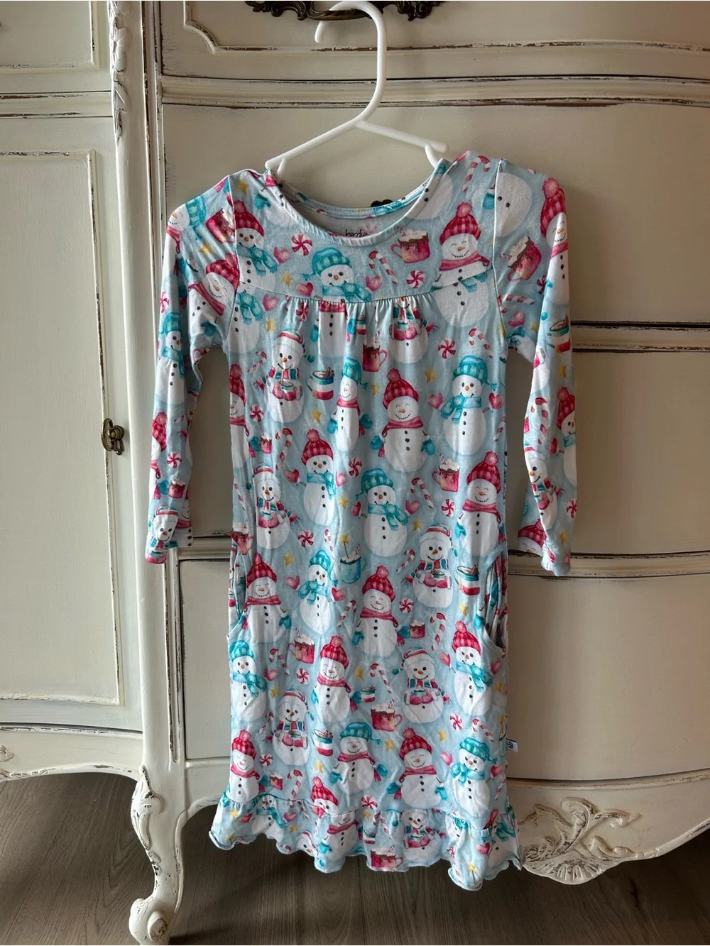 Birdie Bean Light Blue Snowman Kids Pajama Nightgown